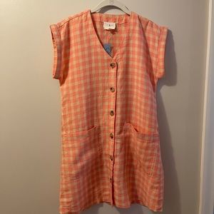 Lou & Grey Petite Linen Gingham Pocket Dress